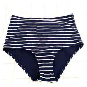 NWT Navy Strip High Waist Bikini Bottoms